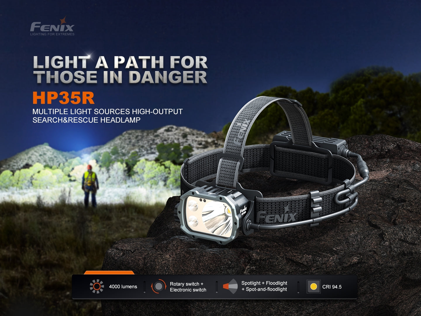 Fenix HP35R SAR - Lampe frontale rechargeable USB-C - 4000 lumens - 450 mètres de portée