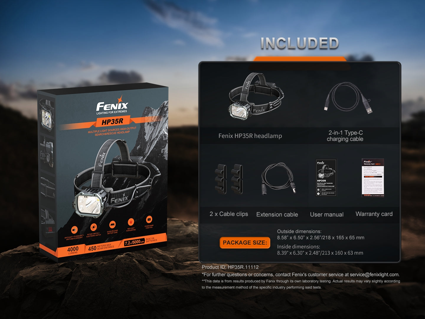 Fenix HP35R - Lampe frontale rechargeable USB-C - 4000 lumens -450 mètres de portée