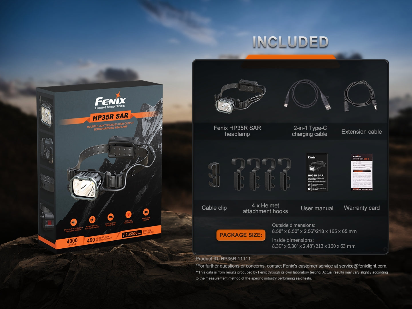 Fenix HP35R SAR - Lampe frontale rechargeable USB-C - 4000 lumens - 450 mètres de portée