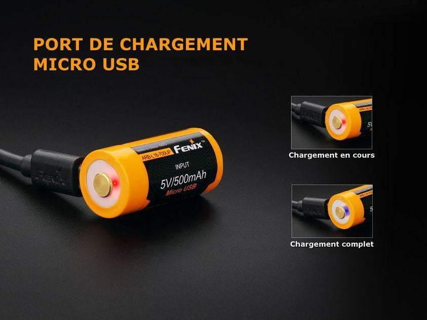 ARB-L16-700UP - Batterie 16340 Li-ion 700mAh Micro USB Site Officiel FENIX® - Votre boutique en ligne Fenix®