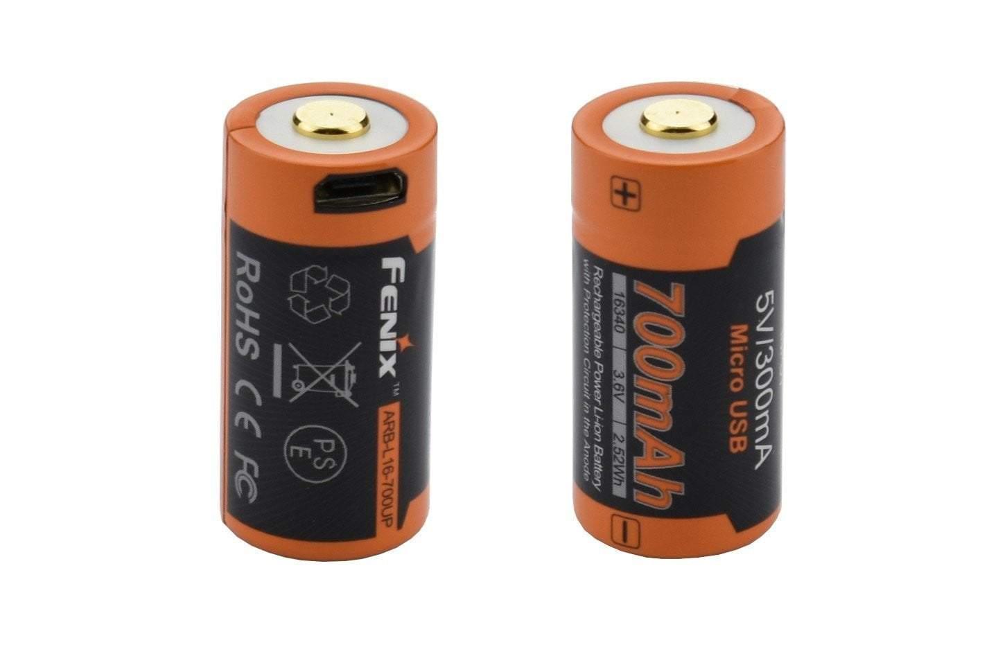 ARB-L16-700UP - Batterie 16340 Li-ion 700mAh Micro USB Site Officiel FENIX® - Votre boutique en ligne Fenix®