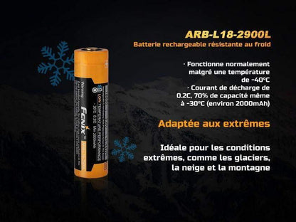 Batterie Fenix ARBL18-2900L - 2900mAh 3.6V batterie résistante au froid extrême -40°C Site Officiel FENIX® - Votre boutique en ligne Fenix®