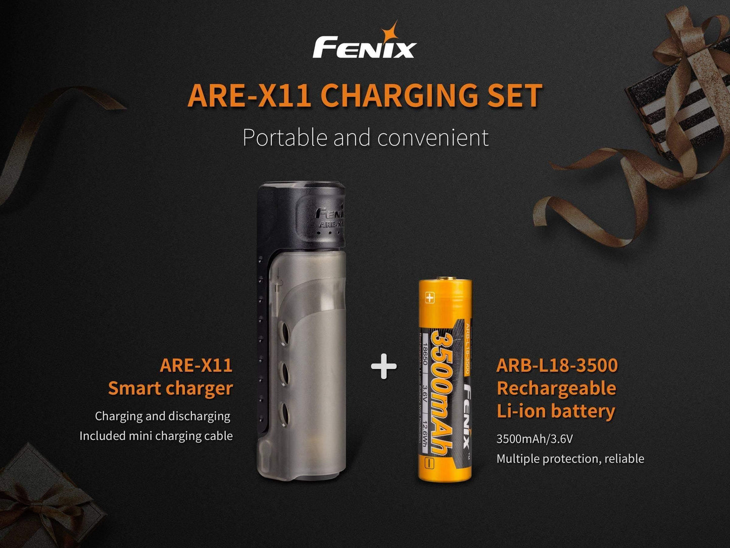 Chargeur ARE-X11 - câble USB inclus et pile 3500mAh Site Officiel FENIX® - Votre boutique en ligne Fenix®