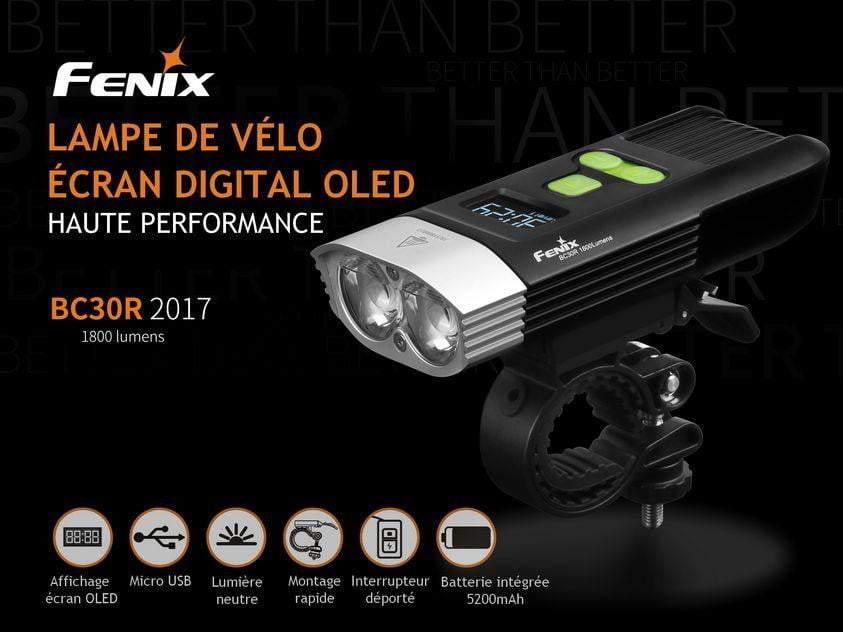 Fenix BC30R 2017 Edition - 1800 Lumens - avec batterie interne et chargeur USB - écran OLED Site Officiel FENIX® - Votre boutique en ligne Fenix®