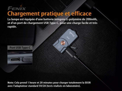 Fenix E03R - Lampe porte-clés en métal - 260 lumens Site Officiel FENIX® - Votre boutique en ligne Fenix®