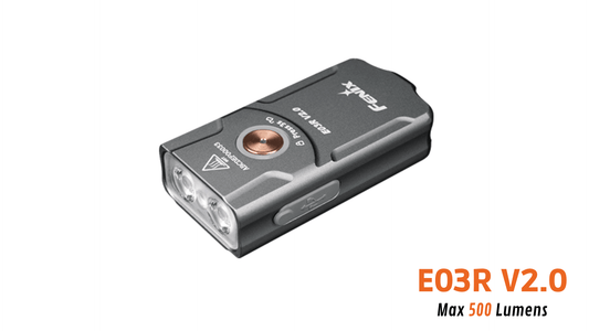 Fenix E03R V2.0 - Lampe porte-clés en métal - 500 Lumens - Rechargeable USB-C Revendeur Officiel Lampes FENIX depuis 2008 | Votre Boutique en ligne FENIX®