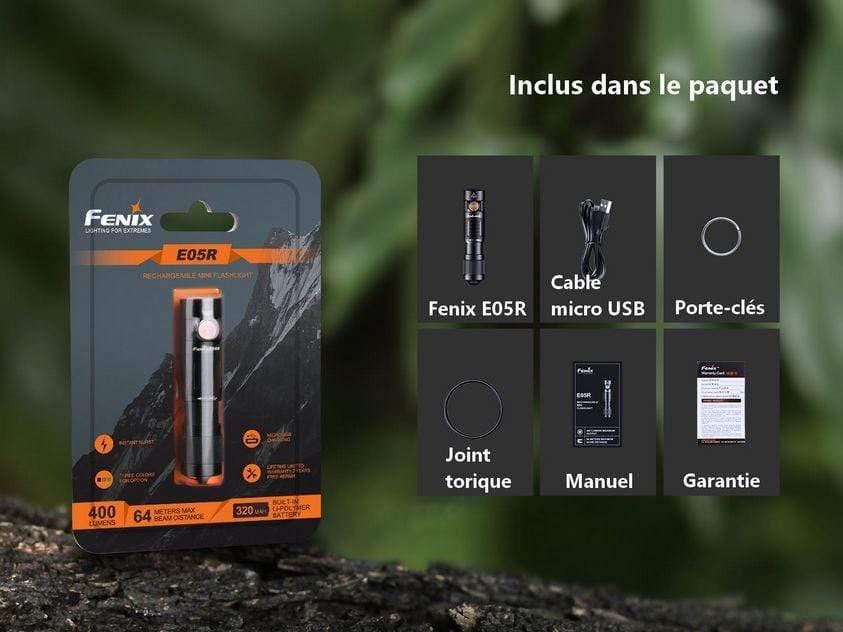 Fenix E05R - 400 lumens - rechargeable USB - pack complet Site Officiel FENIX® - Votre boutique en ligne Fenix®