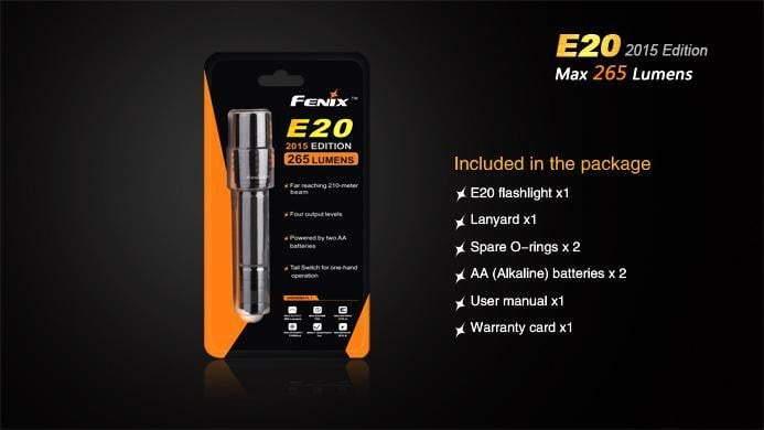 Fenix E20 - édition 2015 - 265 Lumens avec piles Site Officiel FENIX® - Votre boutique en ligne Fenix®
