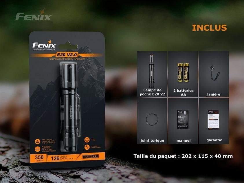 Fenix E20 V2.0 EDC - 350 lumens - piles incluses Site Officiel FENIX® - Votre boutique en ligne Fenix®
