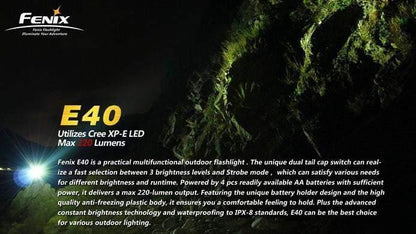 Fenix E40 - CREE XP-E R4 - 220 Lumens Site Officiel FENIX® - Votre boutique en ligne Fenix®