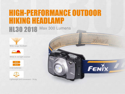 Fenix HL30 édition 2018 - 300 Lumens - piles incluses Site Officiel FENIX® - Votre boutique en ligne Fenix®