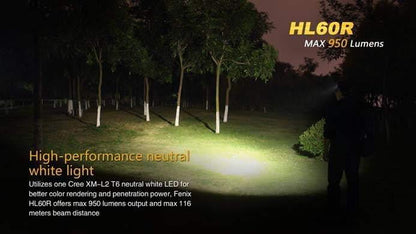 Fenix HL60R - 950 Lumens - lampe Frontale rechargeable USB avec pile Site Officiel FENIX® - Votre boutique en ligne Fenix®