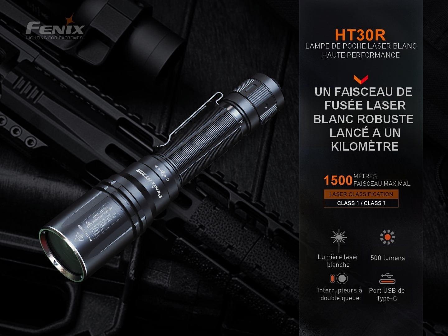 Fenix HT30R - Lampe de poche laser blanche haute performance - Max 500 lumens Revendeur Officiel Lampes FENIX depuis 2008 | Votre Boutique en ligne FENIX®