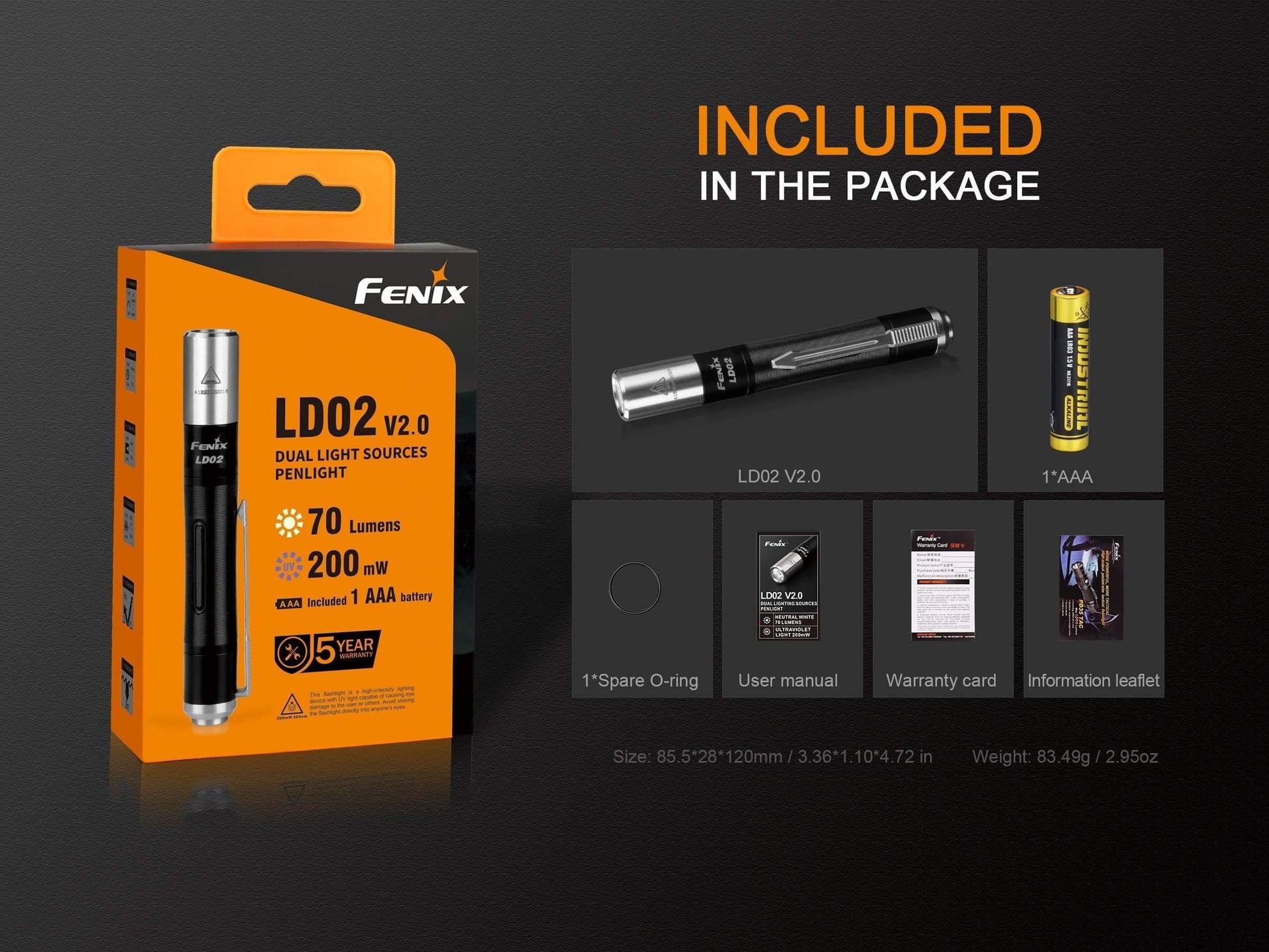 Fenix LD02 V2.0 lampe stylo et lampe UV + pile inclus Site Officiel FENIX® - Votre boutique en ligne Fenix®