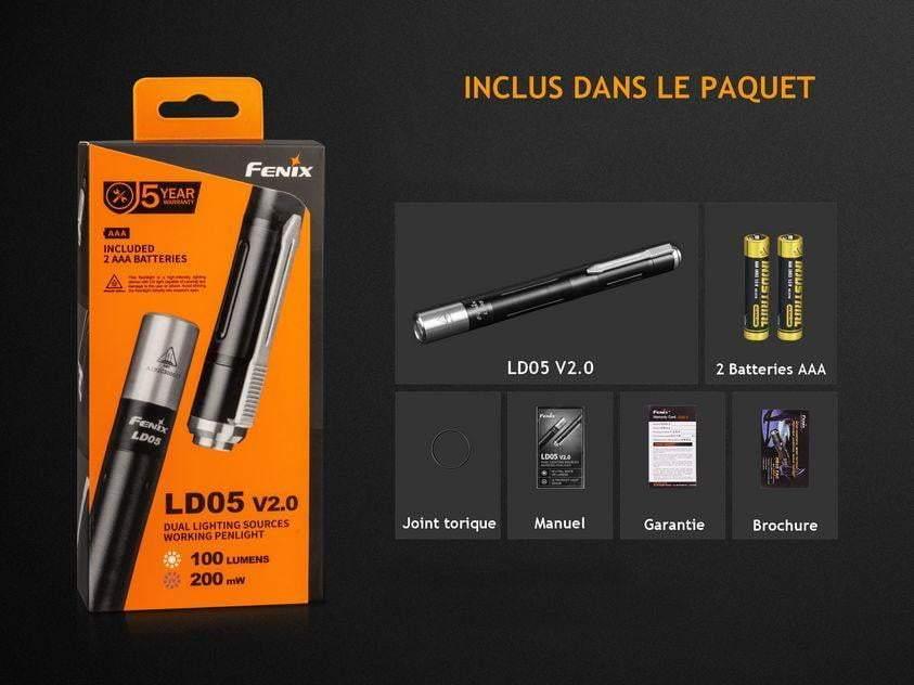 Fenix LD05 V2.0 lampe stylo et lampe UV + pile inclus Site Officiel FENIX® - Votre boutique en ligne Fenix®