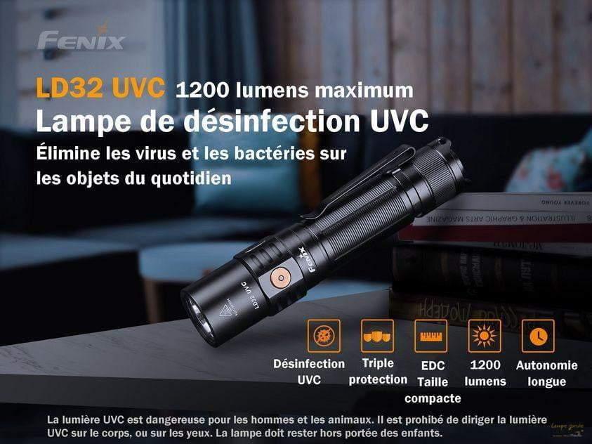 Fenix LD32 UVC - 1200 Lumens - UVC désinfection Virus et Bactéries - pack complet Site Officiel FENIX® - Votre boutique en ligne Fenix®