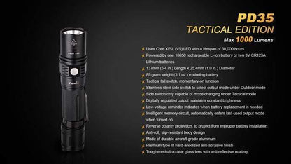 Fenix PD35 Tactical édition - 1000 Lumens Site Officiel FENIX® - Votre boutique en ligne Fenix®