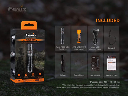 Fenix PD35 V3.0 - 1700 Lumens - 357 mètres Site Officiel FENIX® - Votre boutique en ligne Fenix®
