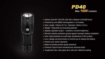 Fenix PD40 - le meilleur rapport lumière-poids Site Officiel FENIX® - Votre boutique en ligne Fenix®