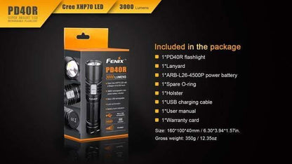 Fenix PD40R - Rechargeable USB - 3000 Lumens - 7H25 à 350 Lumens ! Site Officiel FENIX® - Votre boutique en ligne Fenix®