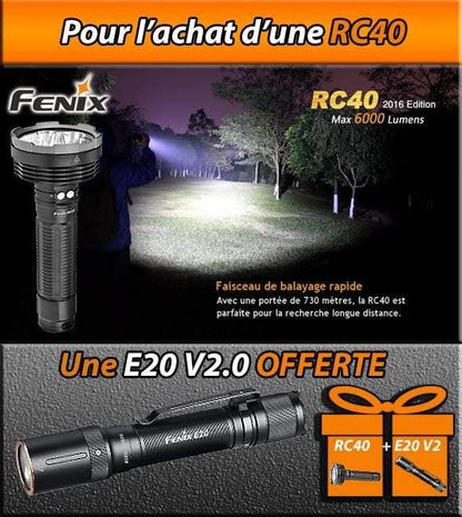 Fenix RC40 édition 2016 - 6000 Lumens - rechargeable avec pile et chargeur Site Officiel FENIX® - Votre boutique en ligne Fenix®