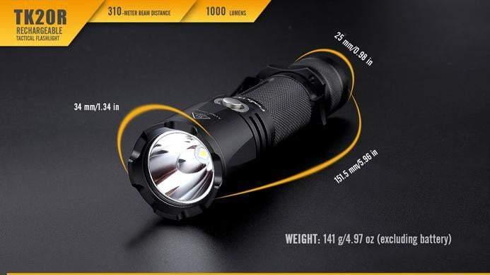 Fenix TK20R - Lampe torche rechargeable - 1000 Lumens + pile rechargeable incluse Site Officiel FENIX® - Votre boutique en ligne Fenix®