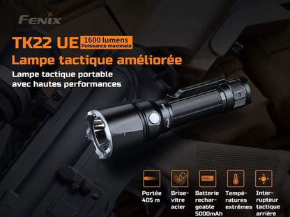 Fenix TK22UE - Lampe tactique avec batterie incluse - 1600 lumens - brise-vitre - pack complet Site Officiel FENIX® - Votre boutique en ligne Fenix®