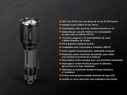 Fenix TK25 UV édition - Lampe tactique LED&UV - 1000 lumens Site Officiel FENIX® - Votre boutique en ligne Fenix®