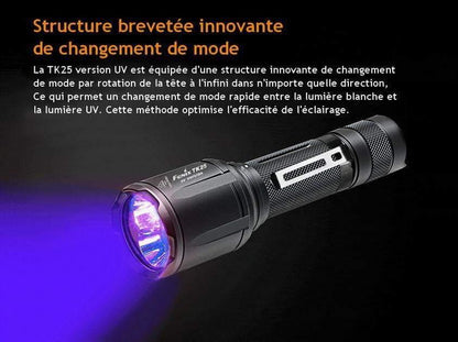 Fenix TK25 UV édition - Lampe tactique LED&UV - 1000 lumens Site Officiel FENIX® - Votre boutique en ligne Fenix®