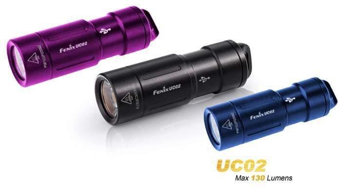 Fenix UC02 - mini lampe torche - 130 Lumens - rechargeable avec batterie - violette bleue ou noire Site Officiel FENIX® - Votre boutique en ligne Fenix®