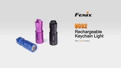 Fenix UC02 - mini lampe torche - 130 Lumens - rechargeable avec batterie - violette bleue ou noire Site Officiel FENIX® - Votre boutique en ligne Fenix®