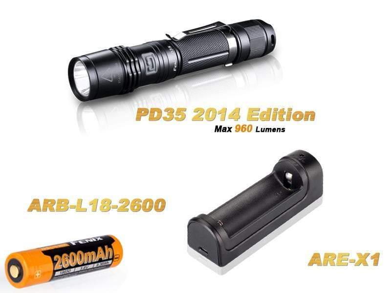 Pack Fenix PD35 édition 2014 - 960 Lumens - Chargeur USB + Pile rechargeable Site Officiel FENIX® - Votre boutique en ligne Fenix®