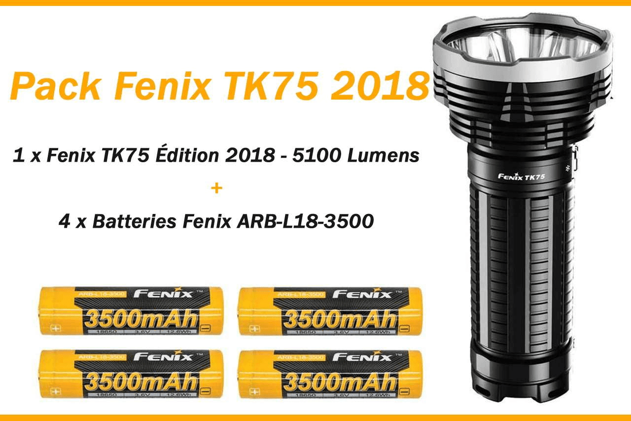 Pack Fenix TK75 édition 2018 - 5100 Lumens + 4 Batteries 3500mAh Site Officiel FENIX® - Votre boutique en ligne Fenix®