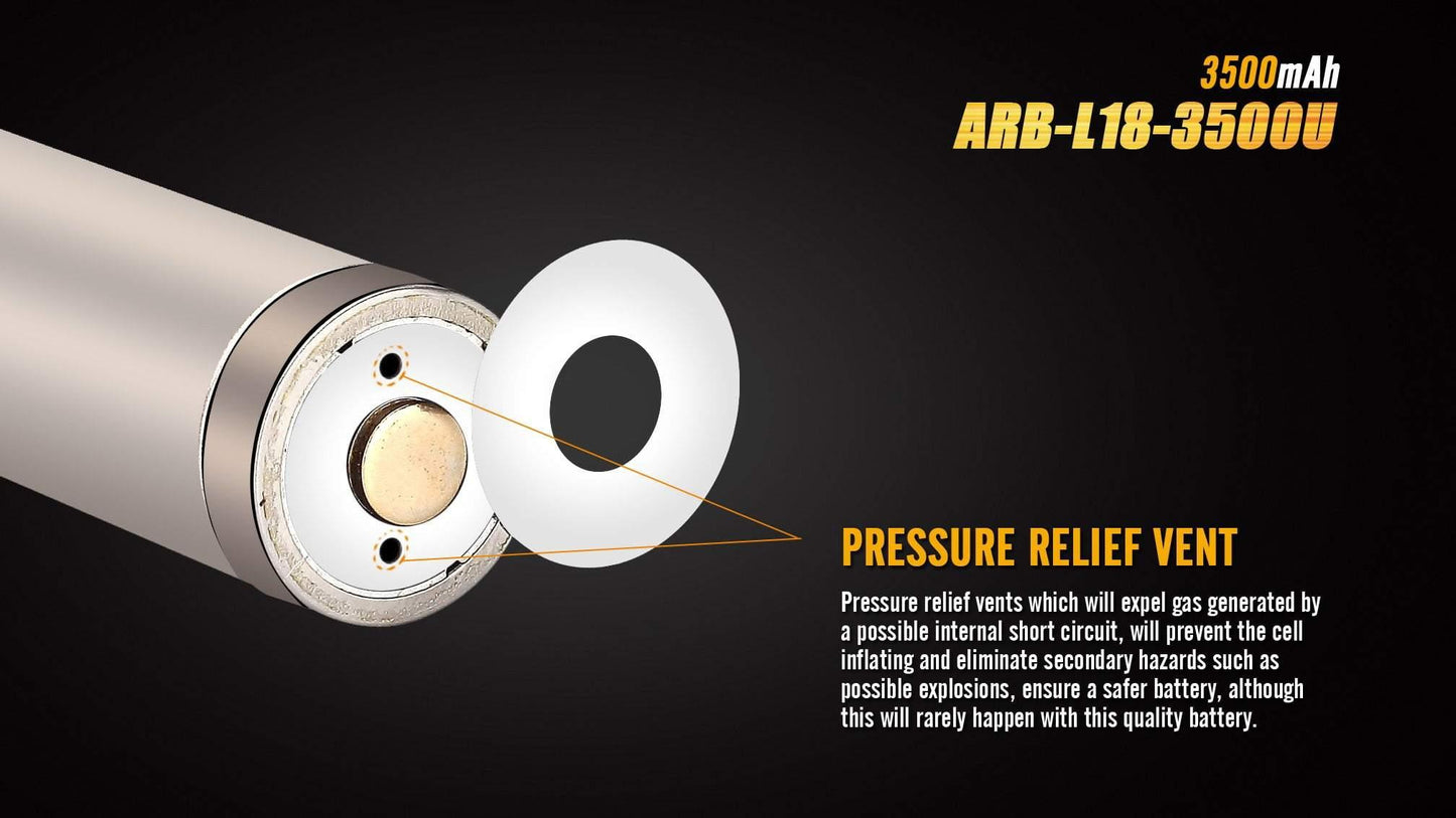 Pile rechargeable Fenix ARB-L18 - 18650 - 3500U mAh pour toutes les lampes Fenix utilisant des 18650 - rechargeable en direct Site Officiel FENIX® - Votre boutique en ligne Fenix®