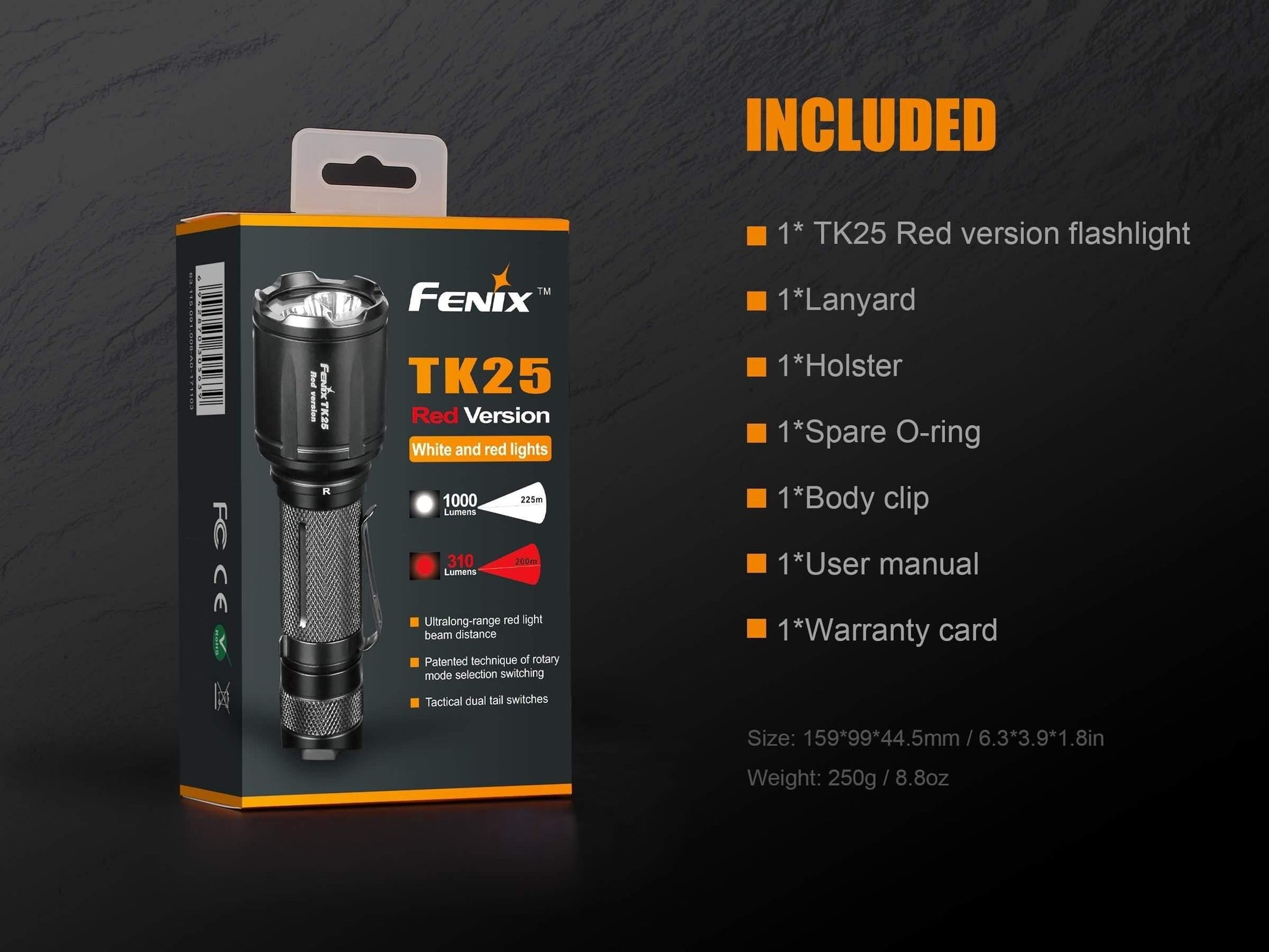 TK25 Red Version - 1000 Lumens blanc et 310 Lumens rouge Site Officiel FENIX® - Votre boutique en ligne Fenix®